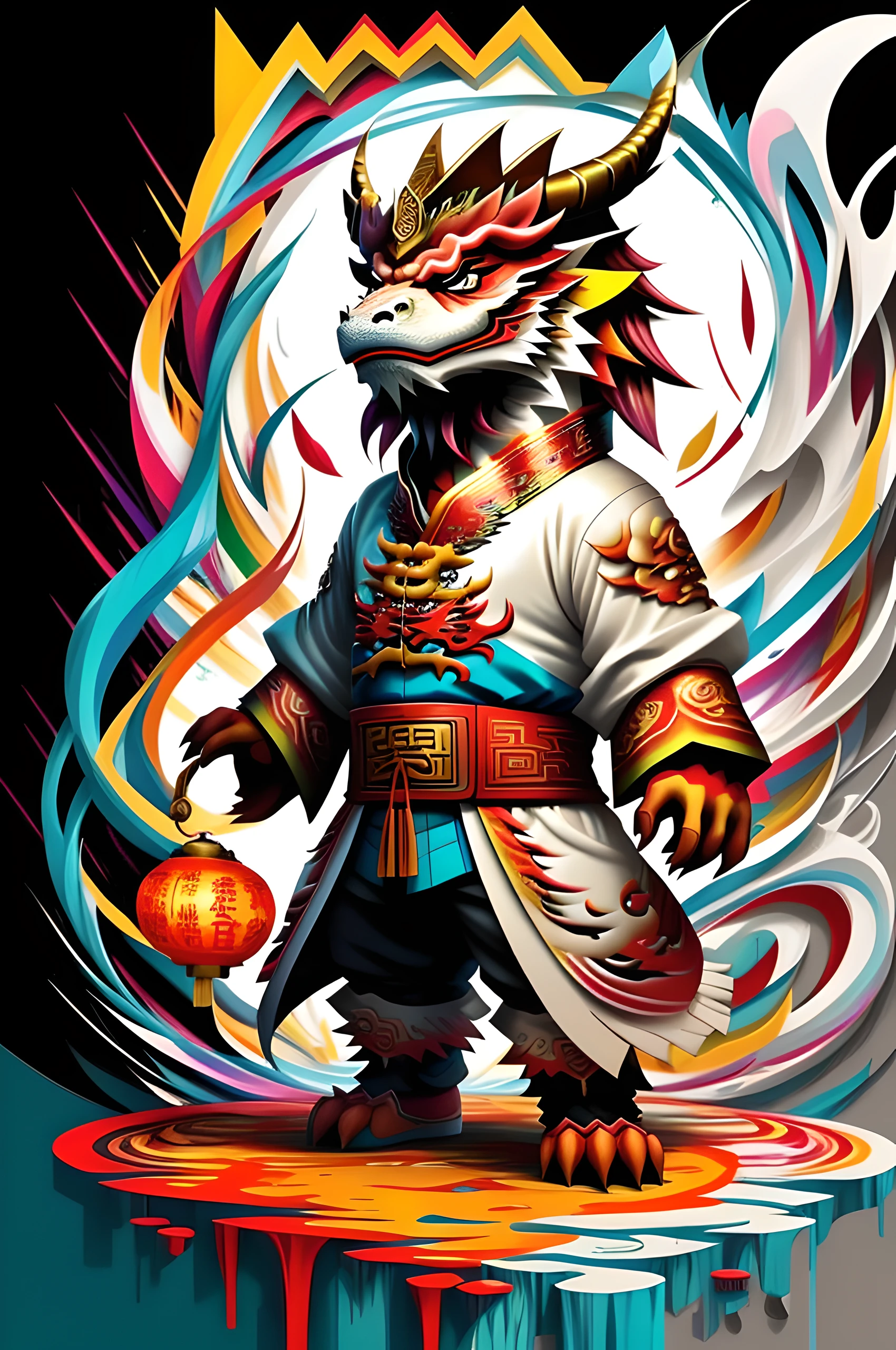 (china Dragon ),(melhor pose),(best angle), (better expression), Eduardo Kobra acolchoamento ,multidimensional geometric wall PORTRAIT, arte, Chibi, Yang08k, lindo, Colouring, Primary works, qualidade superior, melhor qualidade, Arte Oficial, Beautiful and Aesthetic,