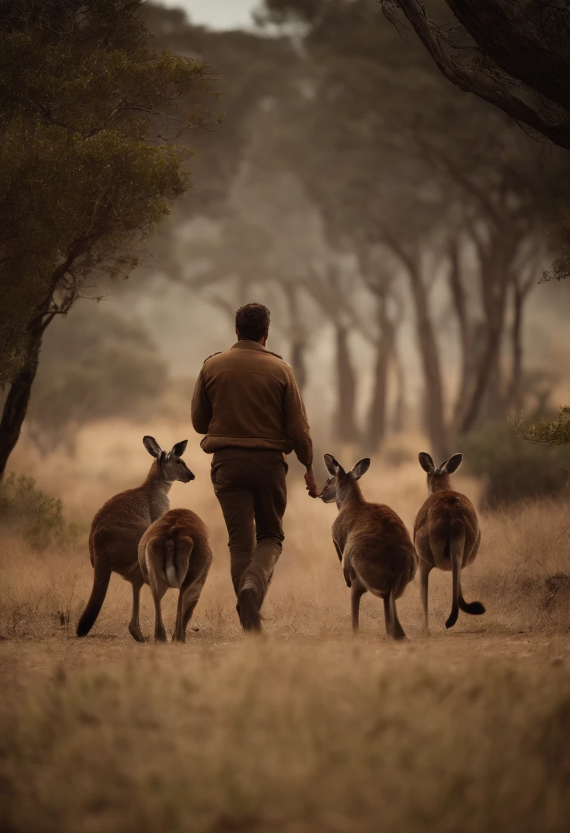 
there is a kangaroo and a baby kangaroo standing in the grass, kangaroo, subject : kangaroo, subject: kangaroo, spy kangaroo, australian, kangaroos, in australia, roaming the colony, australia, 📷 mungojerrie and rumpleteazer, family photo, regal pose, by Elizabeth Durack, beautiful photo, f / 2. 2