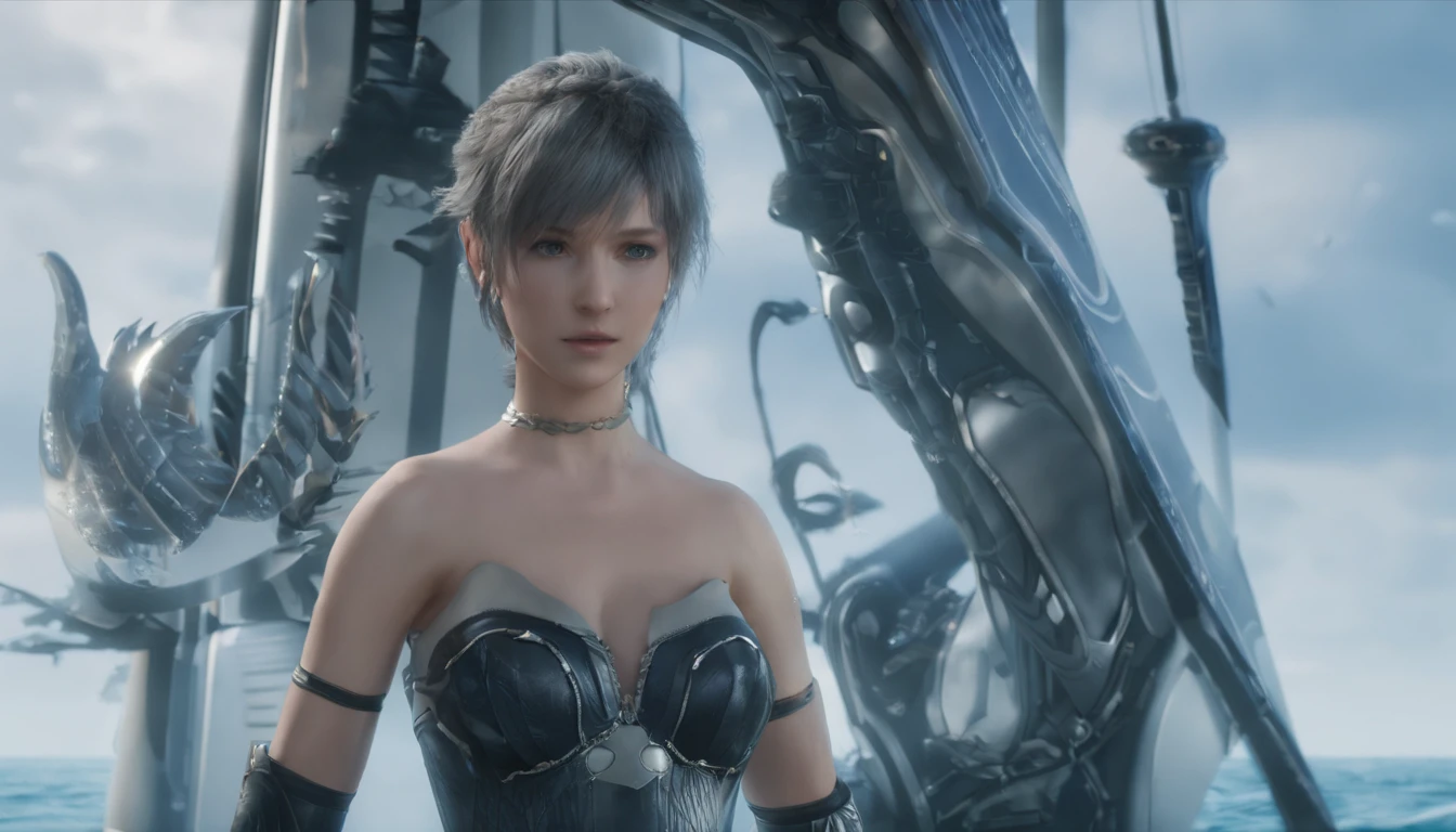 Highest image quality,Outstanding details,超高分辨率,(Fidelity:1.4), Favor the details,Final Fantasy XV character Ellania, Dragon Knight,Cloak, She has a delicate and beautiful face,Raised sexy,cyber punk perssonage,Futuristic,mechanically aesthetic,Virtual Engine 5,Perfect detail rendering,rendering by octane,hyper HD