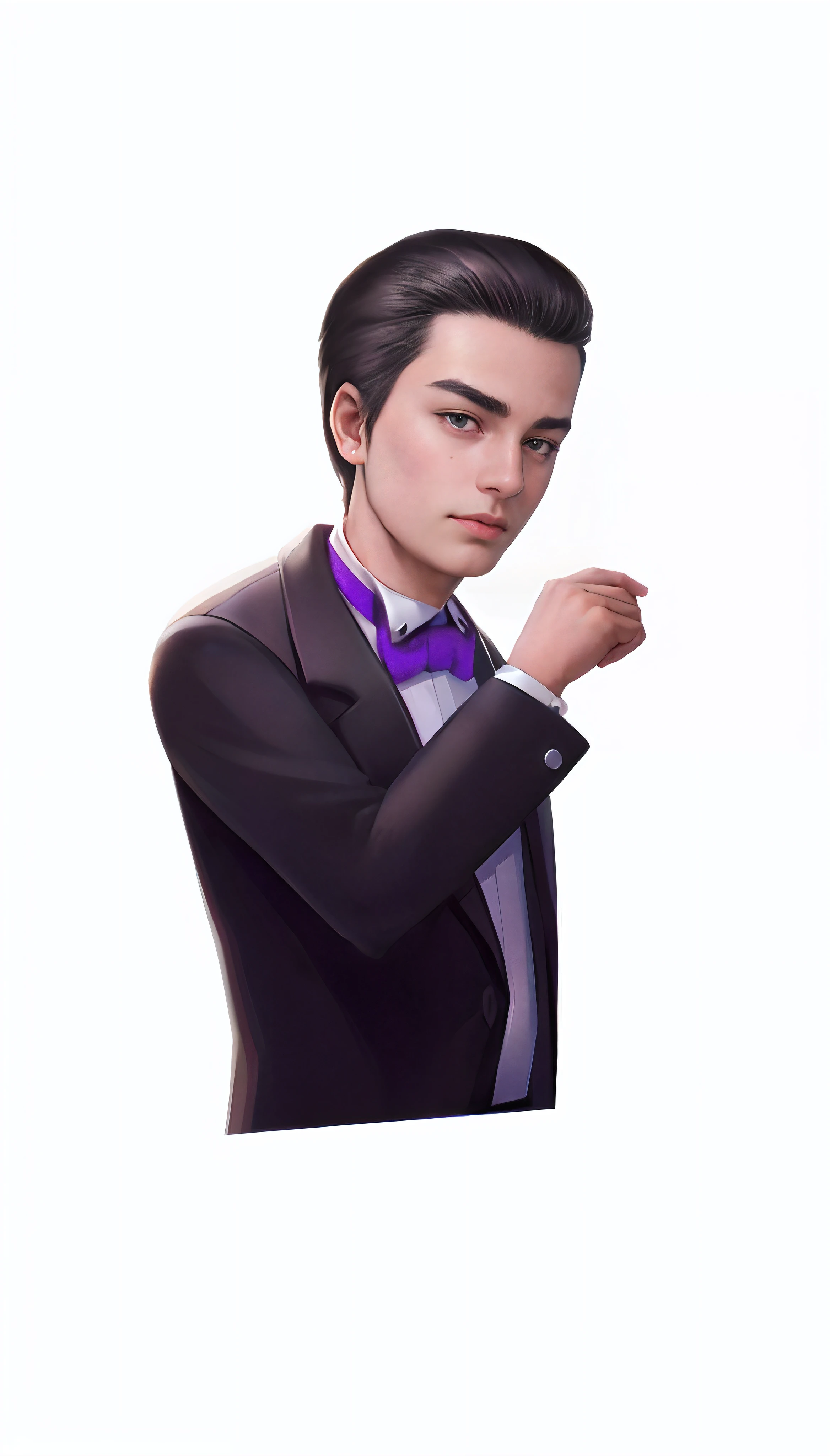 Bust photo ,Delicate facial features,Sharply defined,Bust photo,Side photo,In black suit,a white lining,Only the upper body is shown in the photo,Brunette short haired male character,Handsome,sharp looking eyes,The expression is grim,looks into camera,Handsome face,Handsome,Majestic face,3D to 2D,by Pixar: First style,brightly,,realisticlying,meticuloso,2D,the lora,the detail,Portraits are realistic,You can almost feel the texture of her skin,Every intricate detail is captured by delicate brushes!(realisticlying:1.3),tmasterpiece,best qualityer,(complexdetails:1.2),独奏,Face in Focus,(closeup cleavage:0.8),超高分辨率,Correct body structure,Delicate skin,Half chibi,cyber punk perssonage,,3D Pixar animation style,Christopher Studio Lighting,realisticlying,best qualityer,Professional Lora,Romantic soft focus and ethereal lighting style,3d Pixar:2.5 Style,Extreme meticulousness。5 Style,Extremely detailed Cg Unity 8K wallpaper, Extremely delicate CG Unity 8K, dramatics, intricately details, 3D on 9:16 秒 750 --IW 2 --N