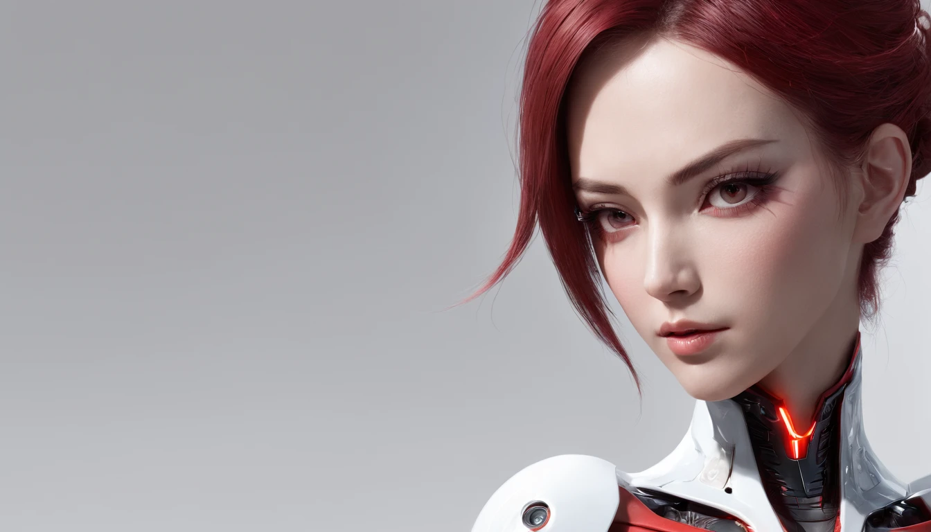 Highest image quality，Outstanding details，超高分辨率，（Fidelity：1.4），The best illustration，Favor the details，closeup cleavage，A mech girl，He has a delicate and beautiful face，（（Red and white semi-mechanical body：1.8）），Raised sexy，cleavage，onbed，frontage，cyber punk perssonage，Futuristic，mechanically aesthetic，Complex machinery，The background is a high-tech lighting scene in the future city，Virtual Engine 5，Perfect detail rendering，rendering by octane，hyper HD