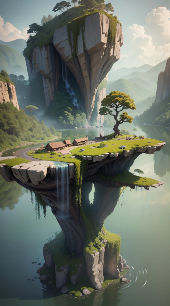 Empty island,the rainforest,Primeval forest,lakes,waterfallr,Flowers,Hengduan Mountains,true proportions,stylized 3d render, 3 d render stylized, ,stylized as a 3d render, Stylized 3 D, polycount contest winner, low - poly 3 d model, Isometric 3D fantasy, cute 3 d render, video game assets