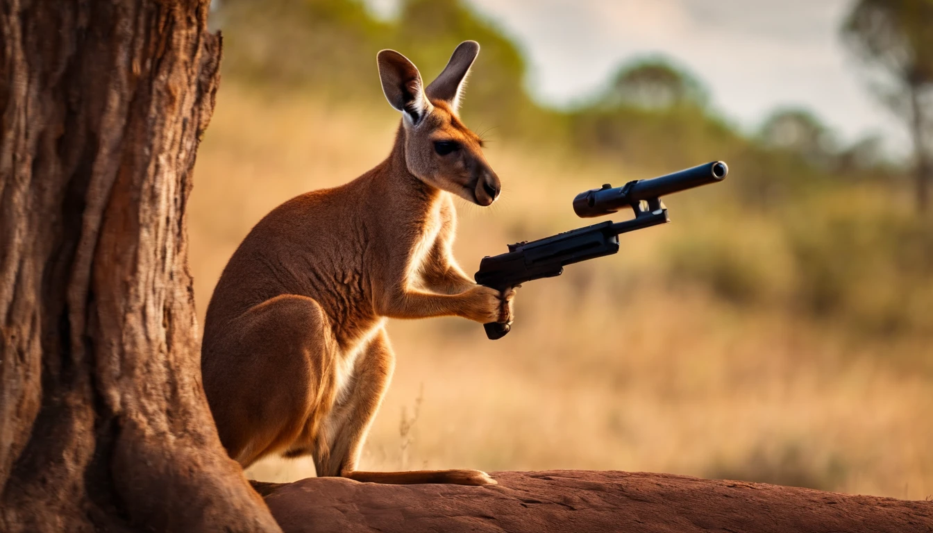 Kangaroo with pistol