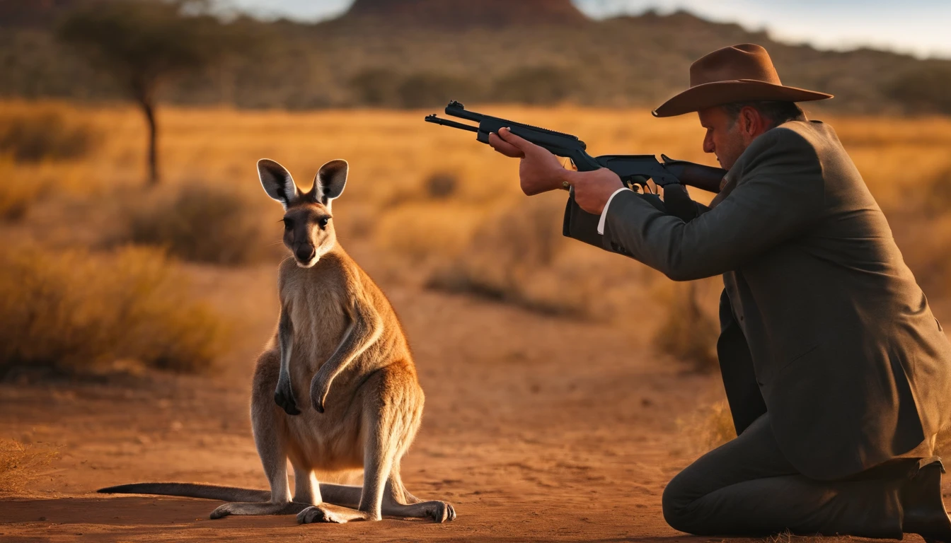 Kangaroo with pistol