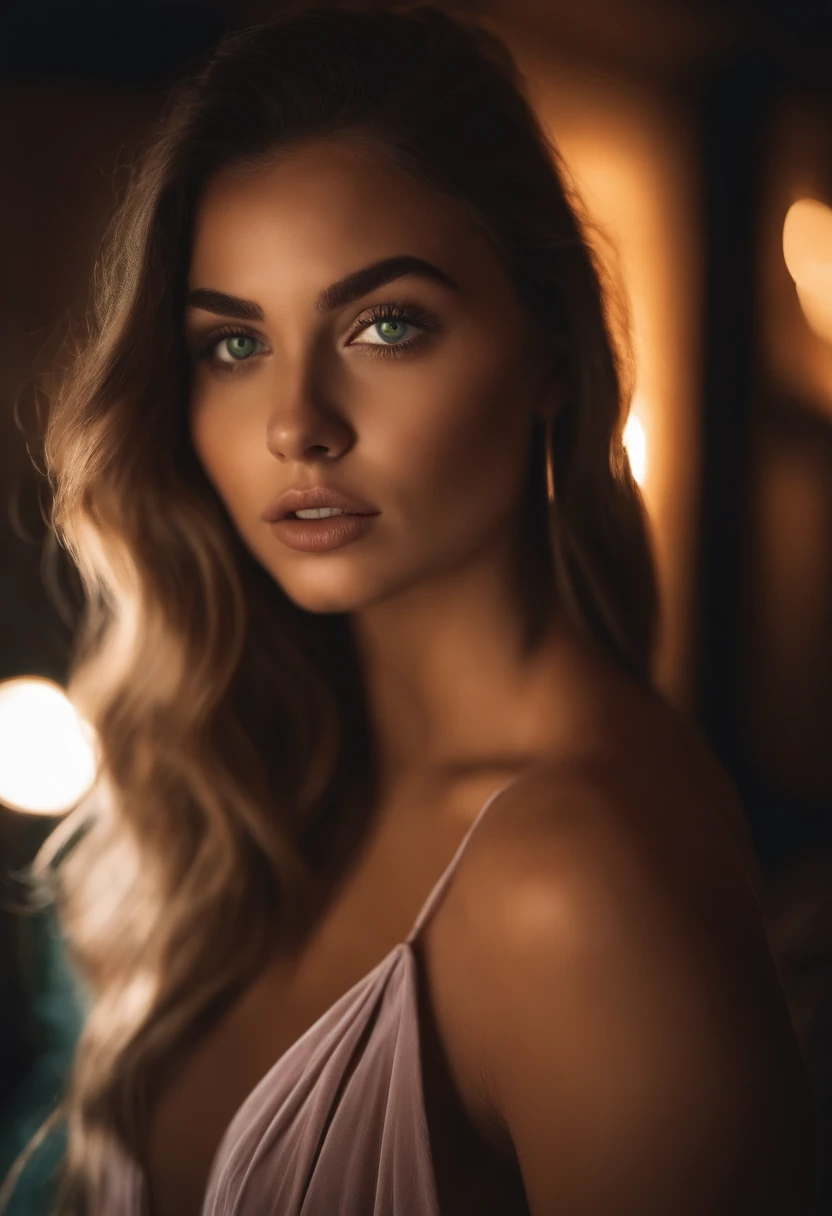 Femme arafed avec de gros seins, fille sexy aux yeux verts, Portrait Sophie Mudd, cheveux bruns et grands yeux, Selfie dune jeune femme, Yeux de chambre, Violet Myers, sans maquillage, maquillage naturel, looking straight at camera, Visage avec Artgram, Maquillage subtil, Superbe photo du corps entier, piercing green eyes, Bel angle, fille mignonne, Image du corps entier, corps entier, Prise de vue du corps entier, brunette goddess, High detail, sexy pose, night club, parti, amusement