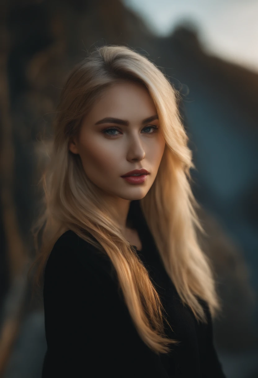 a blond、huge tit、a beauty girl、Black sweater、Doppelganger