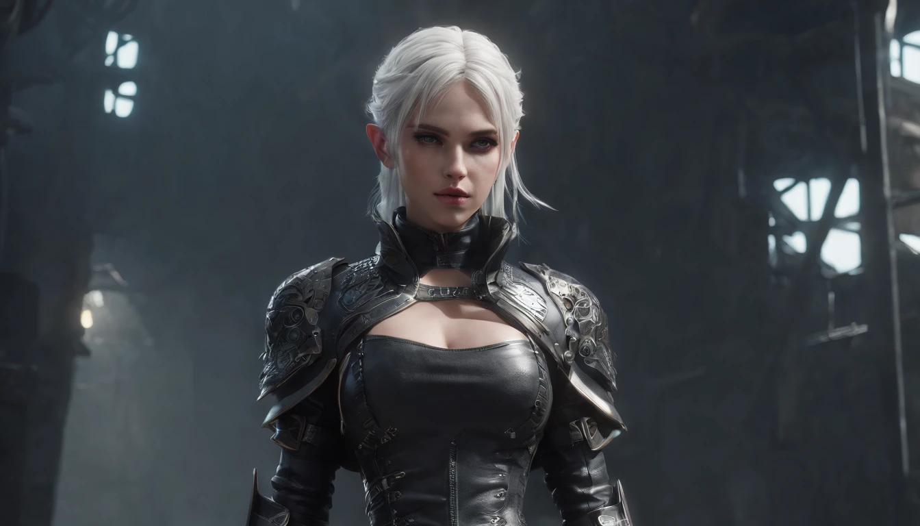 Cirilla Fiona Elen Riannon,Highest image quality,Outstanding details,超高分辨率,(Fidelity:1.4), Favor the details, Dragon Knight,Cloak, She has a delicate and beautiful face,Raised sexy,cyber punk perssonage,Futuristic,mechanically aesthetic,Virtual Engine 5,Perfect detail rendering,rendering by octane,hyper HD