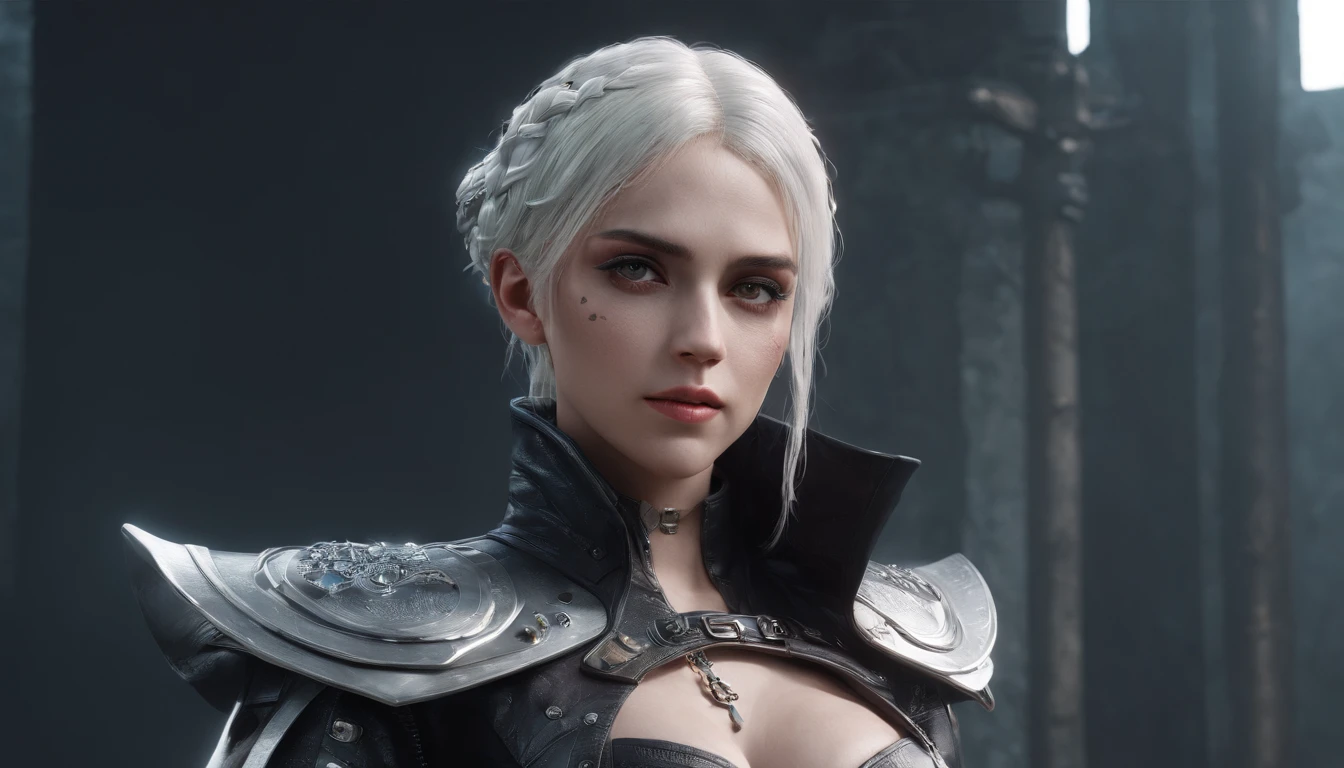 Cirilla Fiona Elen Riannon，Highest image quality，Outstanding details，超高分辨率，（Fidelity：1.4）, Favor the details, Dragon Knight，Cloak, She has a delicate and beautiful face,Raised sexy，cyber punk perssonage，Futuristic，mechanically aesthetic，Virtual Engine 5，Perfect detail rendering，rendering by octane，hyper HD
