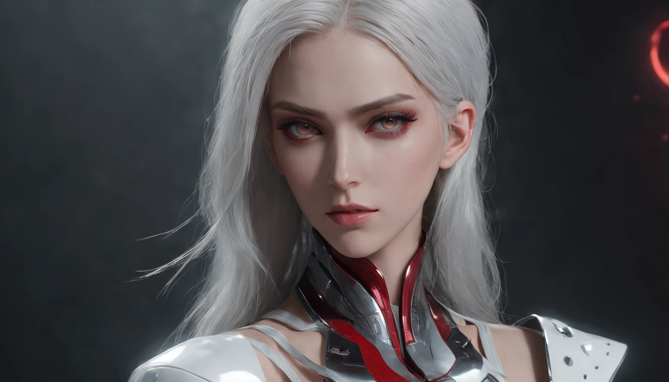 Cirilla Fiona Elen Riannon,Highest image quality,Outstanding details,超高分辨率,(Fidelity:1.4),The best illustration,Favor the details,closeup cleavage,A mech girl,He has a delicate and beautiful face,((Red and white semi-mechanical body:1.8)),Raised sexy,cleavage,onbed,frontage,cyber punk perssonage,Futuristic,mechanically aesthetic,Complex machinery,The background is a high-tech lighting scene in the future city,Virtual Engine 5,Perfect detail rendering,rendering by octane,hyper HD