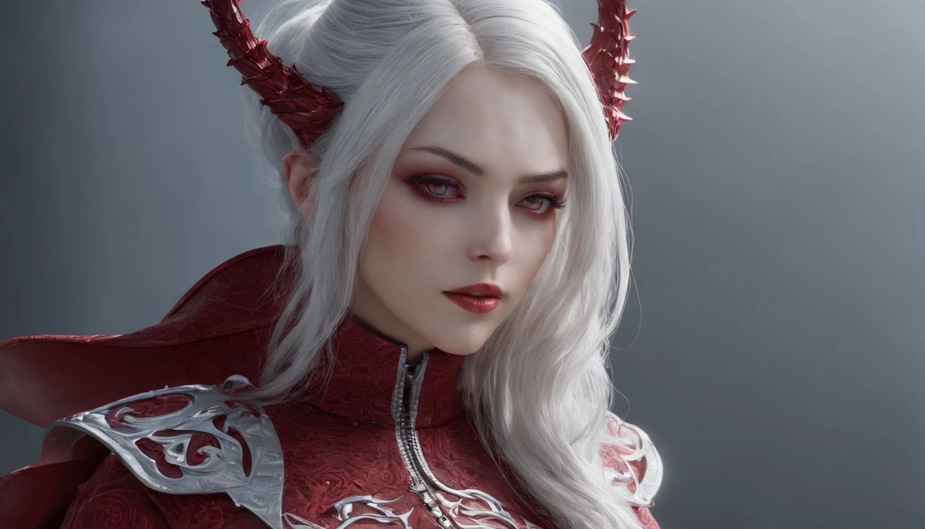Cirilla Fiona Elen Riannon,Highest image quality,Outstanding details,超高分辨率,(Fidelity:1.4), Favor the details,closeup cleavage,dawn,Snow,winter,Wizard Sword,He has a delicate and beautiful face,Red Japanese oni armor,Raised sexy,frontage,cyber punk perssonage,Futuristic,mechanically aesthetic,Virtual Engine 5,Perfect detail rendering,rendering by octane,hyper HD