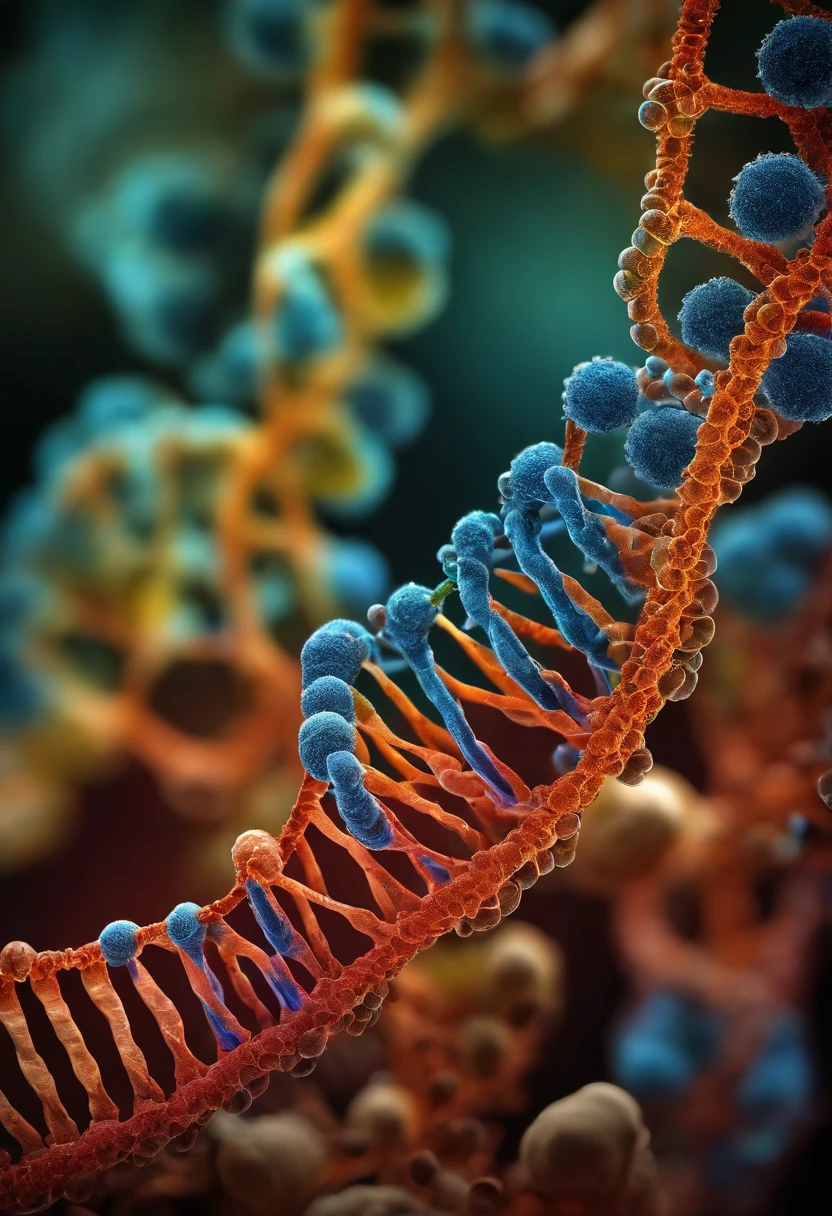 Enlarged view of DNA electron microscopy