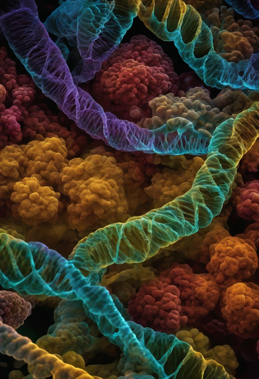 Enlarged view of DNA electron microscopy