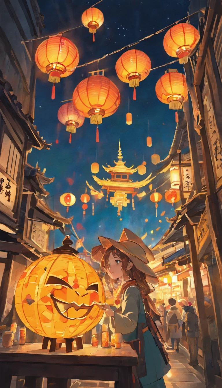 On a peaceful autumn night,A bright full moon hangs high in the clear blue night sky,A little star shines。In a beautiful square,Two cute pandas standing under the moon,They silently look forward,As if waiting for an important moment。
Traditional celebratory installations are arranged in the square,Bamboo lanterns and art installations dot the entire environment,Add a mysterious atmosphere to the festival。The stalls are filled with mooncakes of various flavors,Exudes an enticing aroma,People waiting to taste。and as night falls,The lights gradually come on,It adds a unique color to the square。
In the night sky,Gorgeous fireworks bloom,Bring the whole celebration to a climax,People look up at the sky,Cheers celebrate the Mid-Autumn Festival。The moment is filled with tradition and a spirit of celebration,Present memorable artistic pictures。