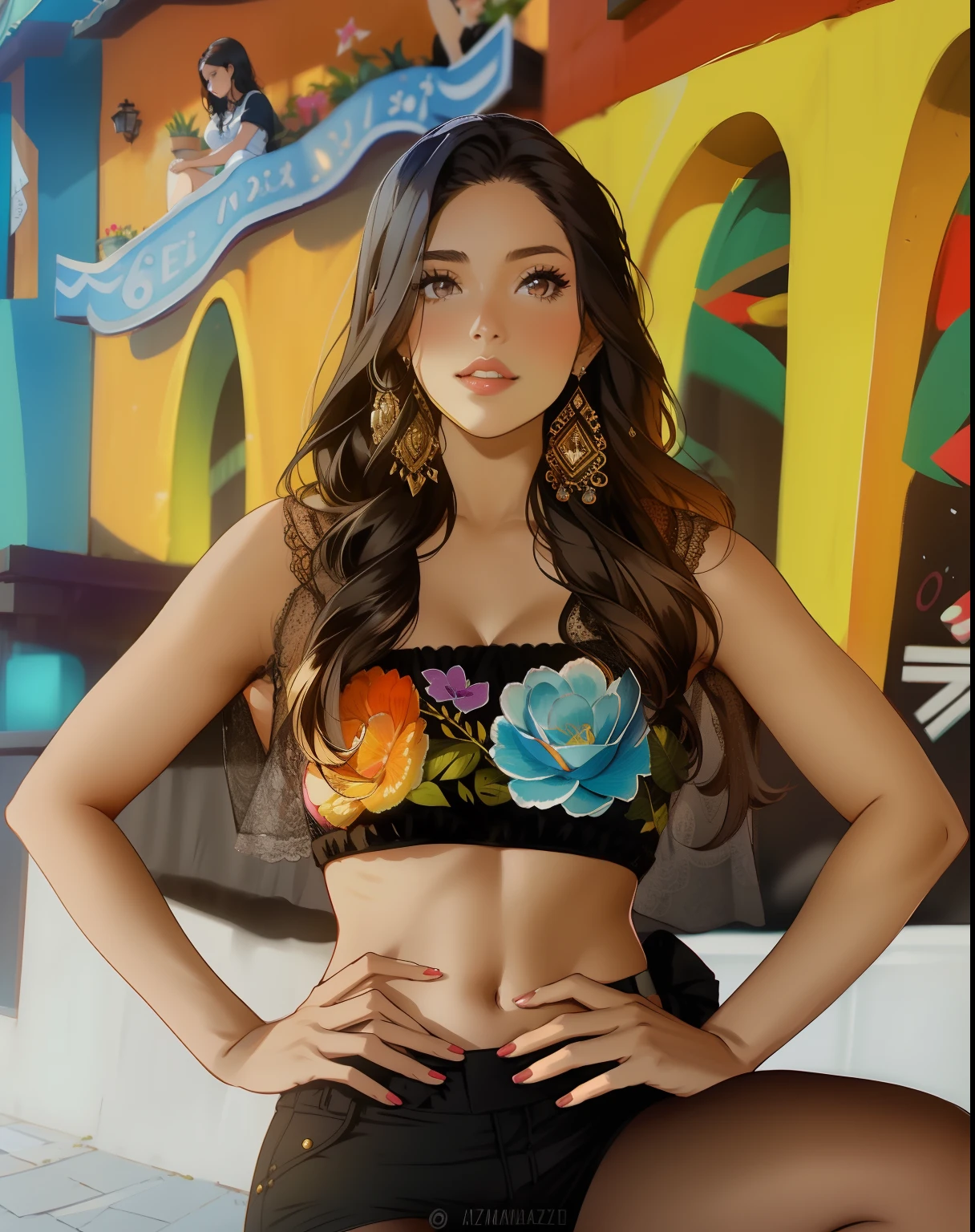 arafed woman in a black top and black shorts posing for a picture, beautiful mexican woman, by Olivia Peguero, fernanda suarez, by Emma Andijewska, marischa becker, lorena avarez, style of julia razumova, by Maximilian Cercha, by Amelia Peláez, olivia de bernardinis, blanca alvarez