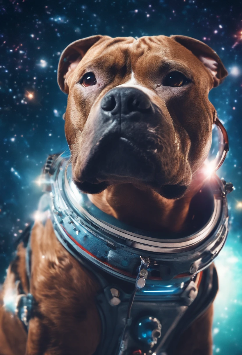 cinematic photo Embroidery of a smug, pit bull indiferente, equiretangular 360, Romantic, arte por Michael Hutter . fotografia 35mm, Film, Bokeh, profissional, 4k, altamente detalhado