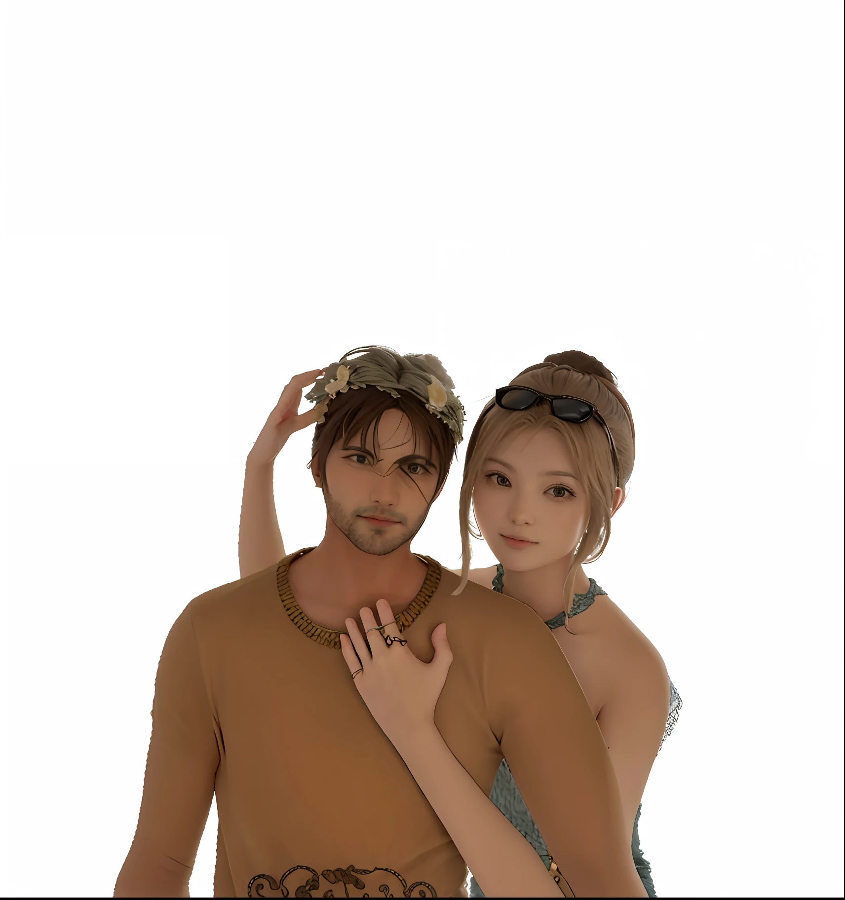 there are two people that are standing together in the picture
