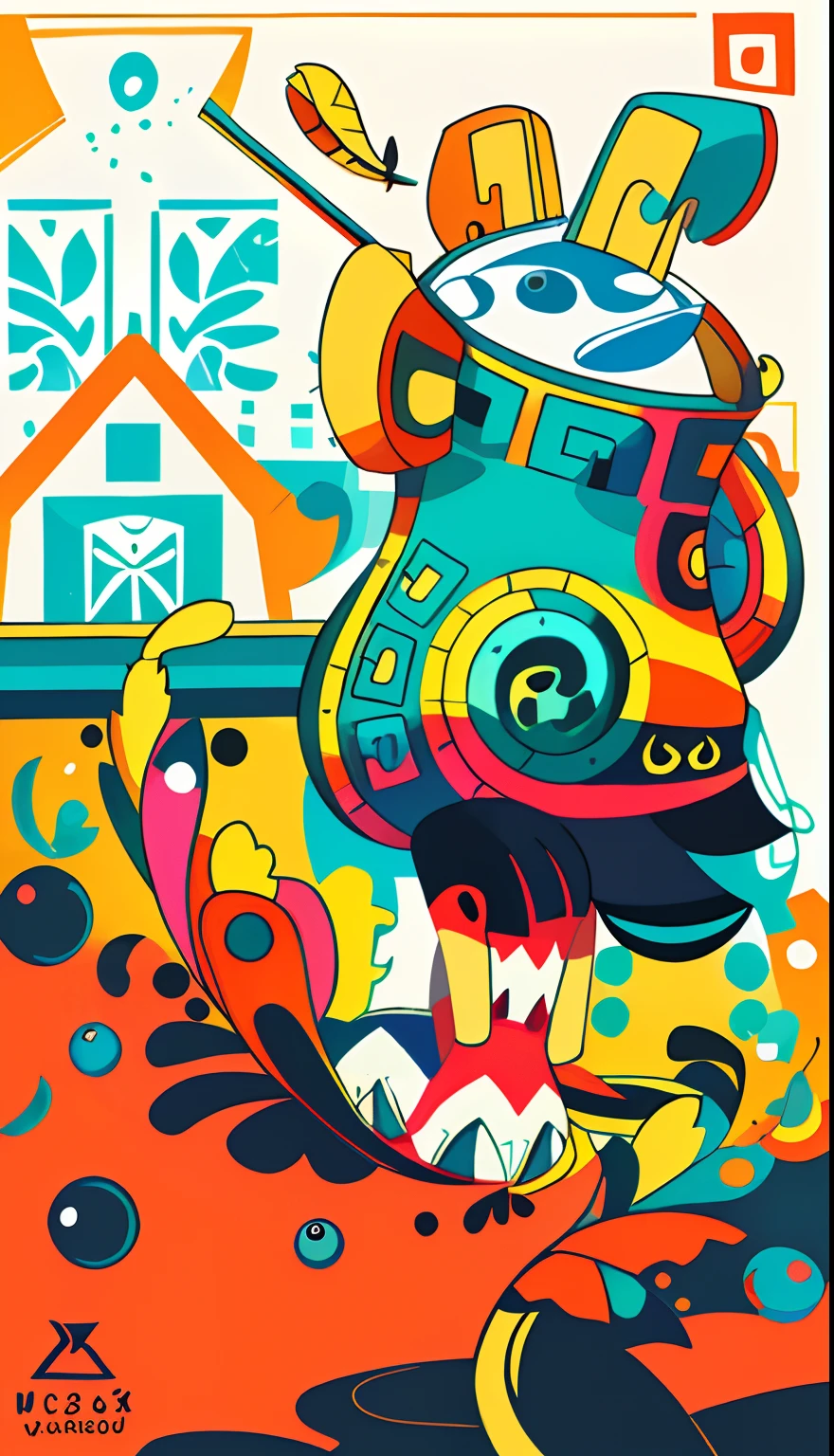 illustration,Graphic illustration,Art studio,stylised,Colors are expressive,Rich and bright colors
