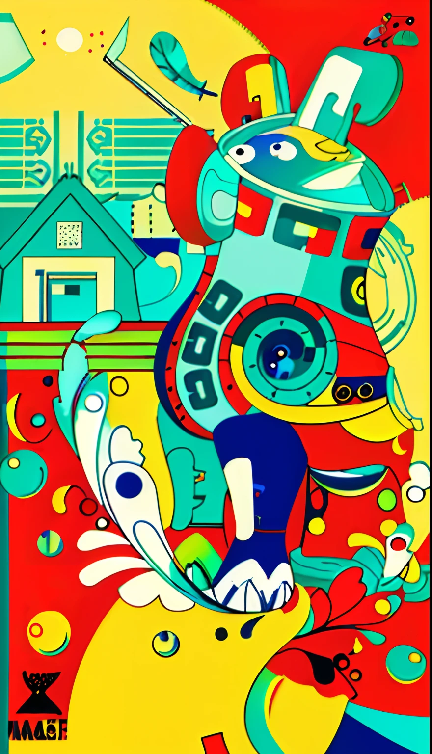 illustration,Graphic illustration,Art studio,stylised,Colors are expressive,Rich and bright colors
