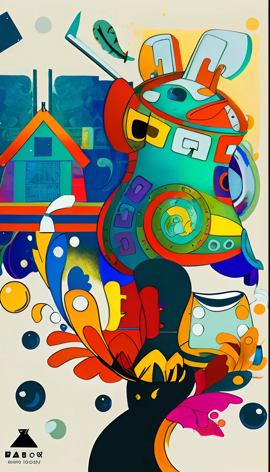 illustration,Graphic illustration,Art studio,stylised,Colors are expressive,Rich and bright colors