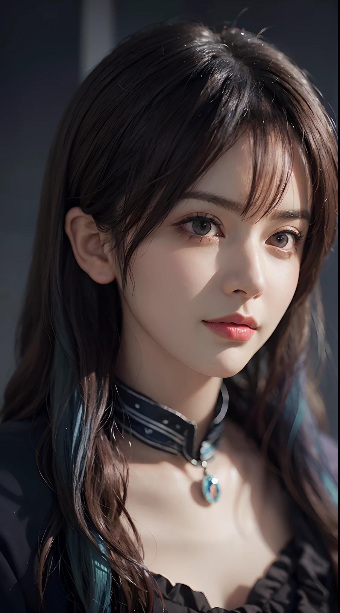 Hyperrealist portrait of female by david hockney and alphonse mucha,fantasy art, photo realistic, dynamic lighting, artstation, poster, volumetric lighting, very detailed faces, 4 k, award winning,, 1girl, in the dark, deep shadow, low key,cowboy shot,(official clothing:1.4) ,long hair,white hair,