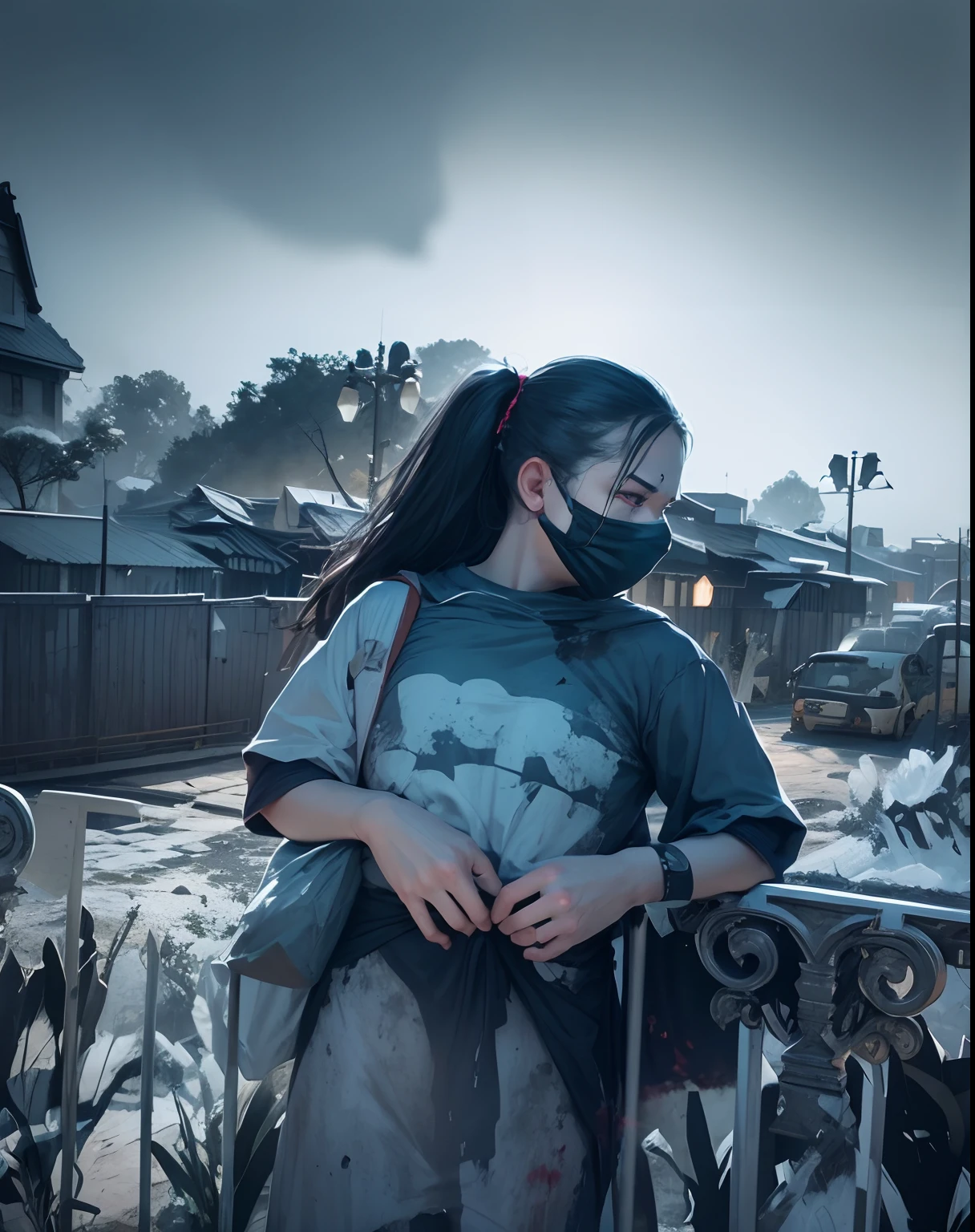 Change background realistic face mask, ghost, zombie killer, scared