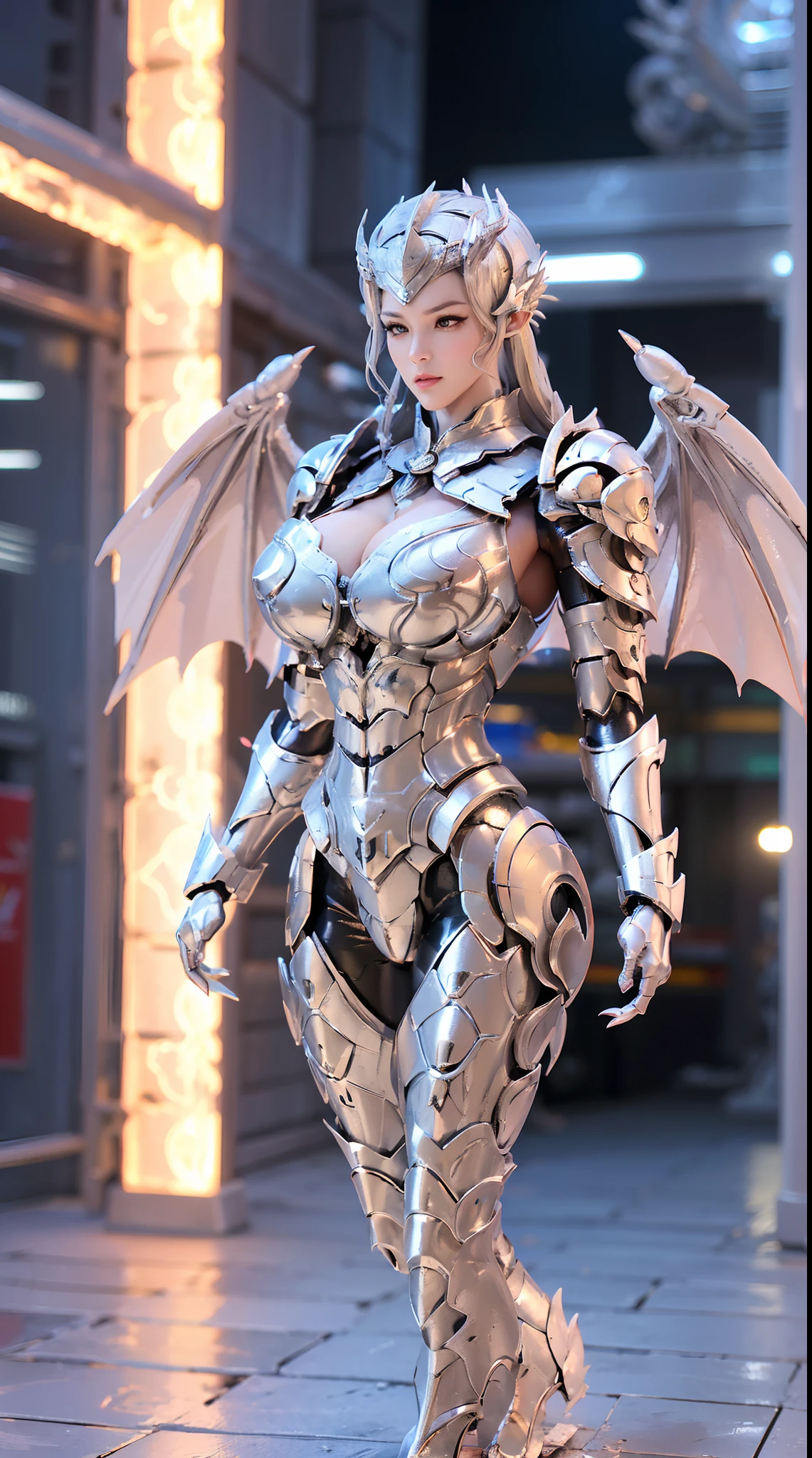 GOLD DRAGON GODDESS, HUGE BOOBS, BATTLE ARMOR SUIT, CLEAVAGE, (A PAIR OF HUGE DRAGON WINGS:1.2), TRANSPARANT, TALL LEGS, STANDING, SEXY BODY, MUSCLE ABS.