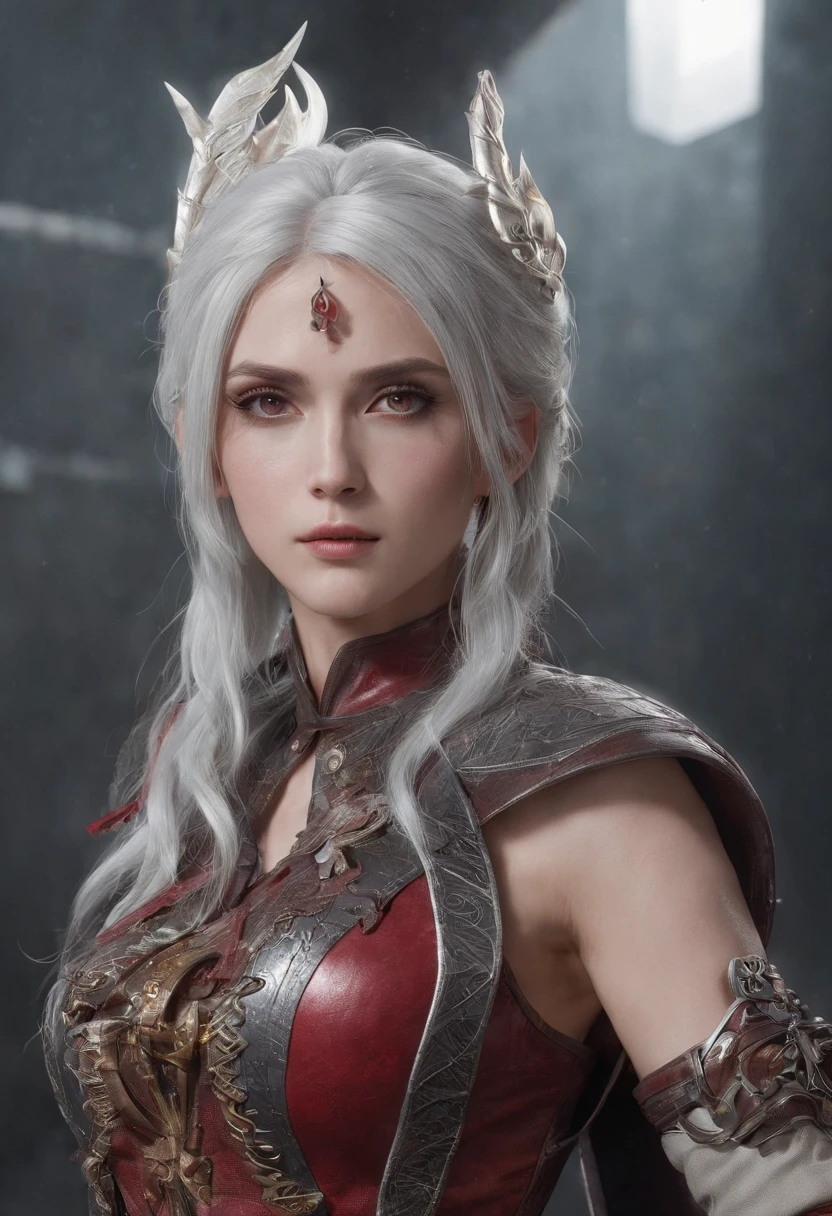 Cirilla Fiona Elen Riannon,Highest image quality,Outstanding details,超高分辨率,(Fidelity:1.4), Favor the details,closeup cleavage,dawn,Snow,winter,Wizard Sword,He has a delicate and beautiful face,Red Japanese oni armor,Raised sexy,frontage,cyber punk perssonage,Futuristic,mechanically aesthetic,Virtual Engine 5,Perfect detail rendering,rendering by octane,hyper HD
