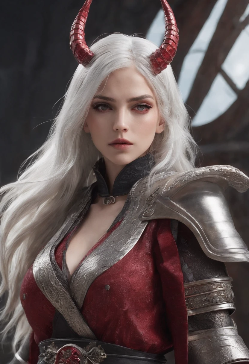 Cirilla Fiona Elen Riannon,Highest image quality,Outstanding details,超高分辨率,(Fidelity:1.4), Favor the details,closeup cleavage,dawn,Snow,winter,Wizard Sword,He has a delicate and beautiful face,Red Japanese oni armor,Raised sexy,frontage,cyber punk perssonage,Futuristic,mechanically aesthetic,Virtual Engine 5,Perfect detail rendering,rendering by octane,hyper HD