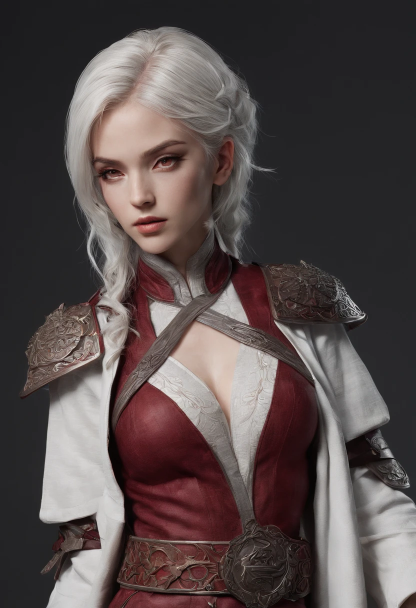 Cirilla Fiona Elen Riannon,Highest image quality,Outstanding details,超高分辨率,(Fidelity:1.4), Favor the details,closeup cleavage,dawn,Snow,winter,Wizard Sword,He has a delicate and beautiful face,Red Japanese oni armor,Raised sexy,frontage,cyber punk perssonage,Futuristic,mechanically aesthetic,Virtual Engine 5,Perfect detail rendering,rendering by octane,hyper HD