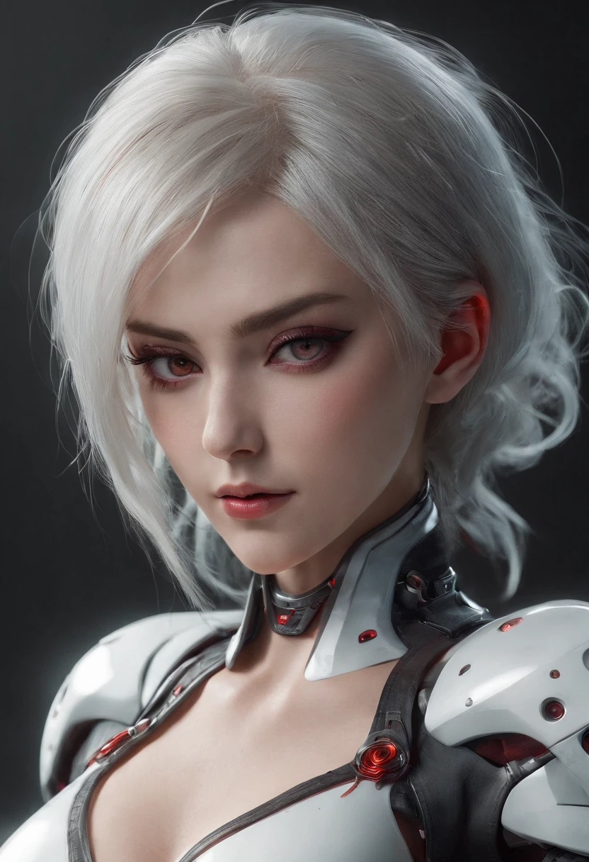 Cirilla Fiona Elen Riannon,Highest image quality,Outstanding details,超高分辨率,(Fidelity:1.4),The best illustration,Favor the details,closeup cleavage,A mech girl,He has a delicate and beautiful face,((Red and white semi-mechanical body:1.8)),Raised sexy,cleavage,onbed,frontage,cyber punk perssonage,Futuristic,mechanically aesthetic,Complex machinery,The background is a high-tech lighting scene in the future city,Virtual Engine 5,Perfect detail rendering,rendering by octane,hyper HD