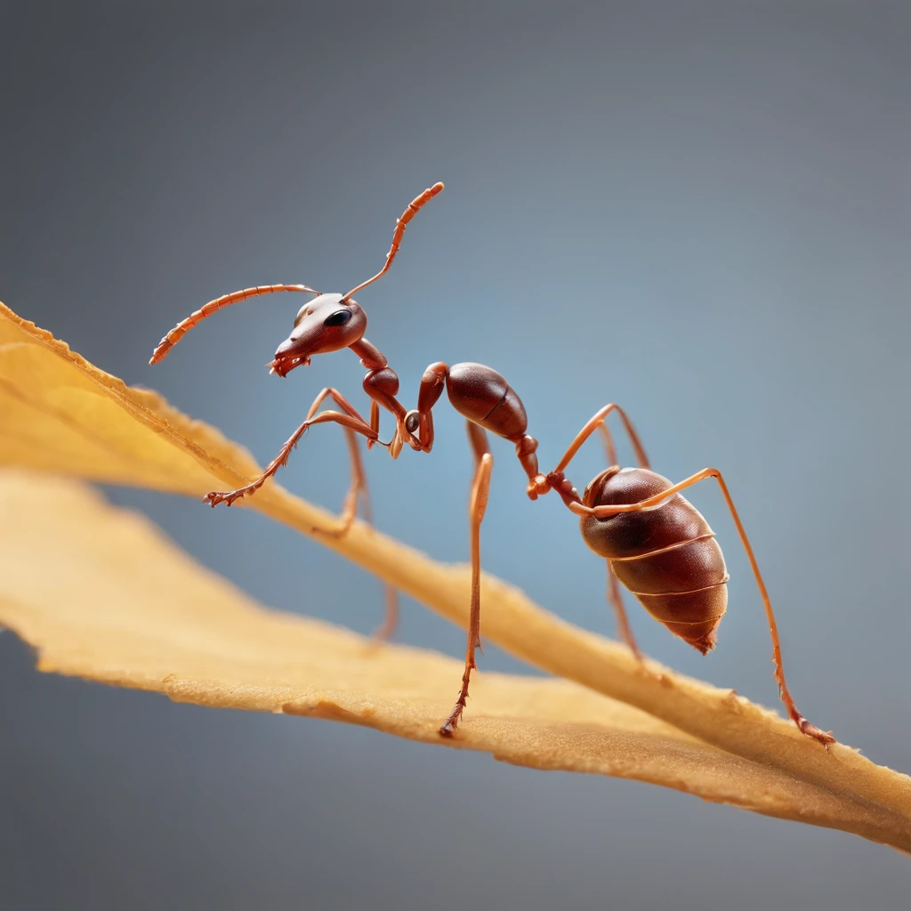 an ant stands on a piece of golden leaves