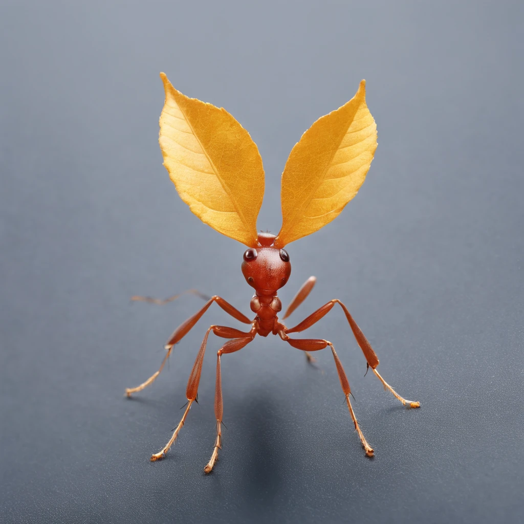 an ant stands on a piece of golden leaves