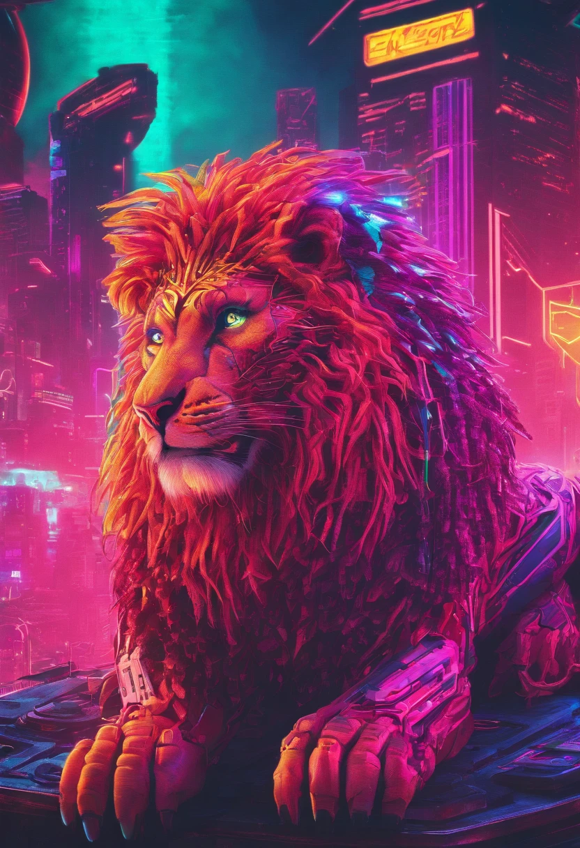 cinematic photo Embroidery of a presumption, evil lion, equiretangular 360, rei da floresta , arte por Michael Hutter . fotografia 35mm, Film, Bokeh, profissional, 4k, altamente detalhado