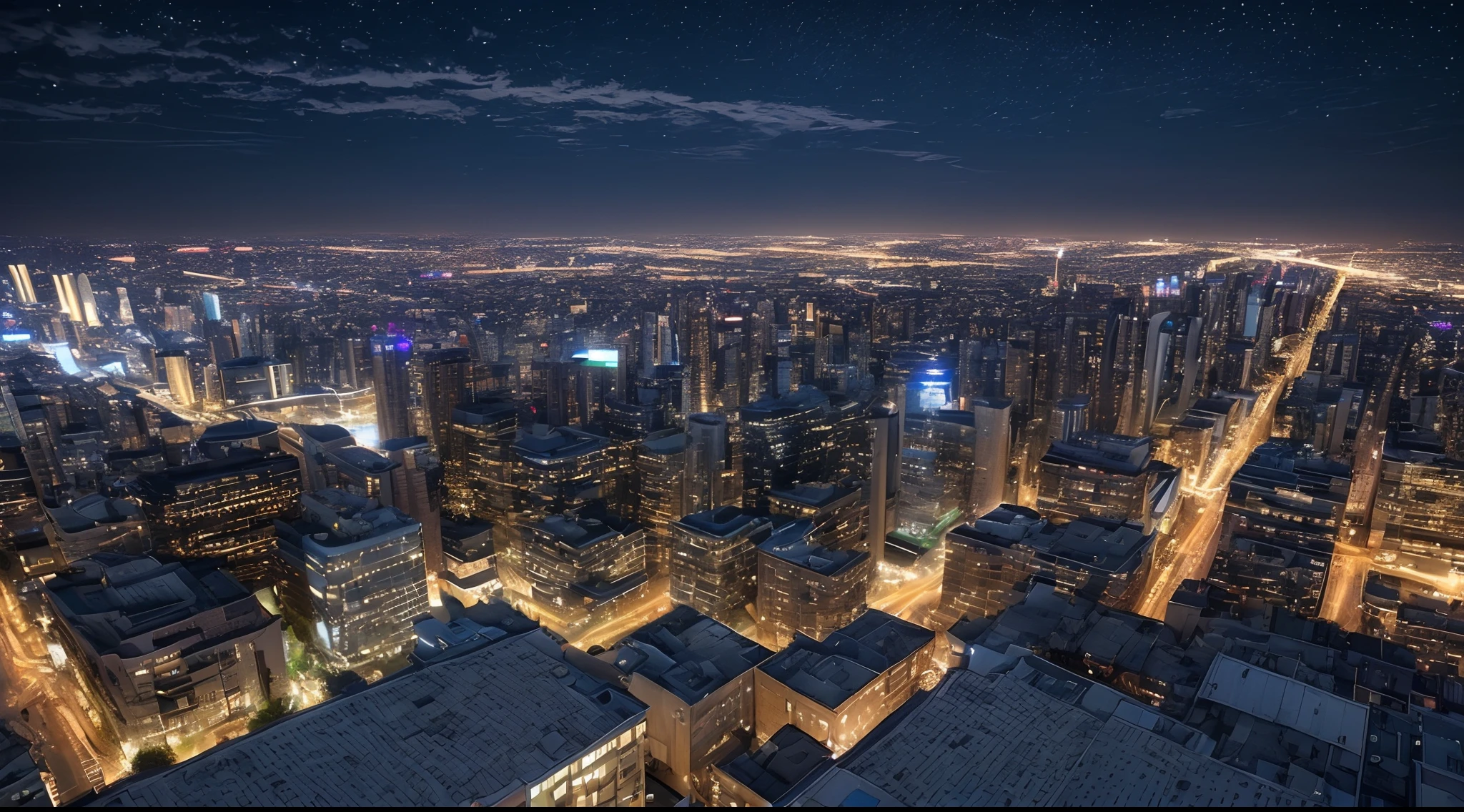 ((midynight、top-quality、8K、tmasterpiece:1.3)), ((night cityscape、on the rooftop:1.3)),