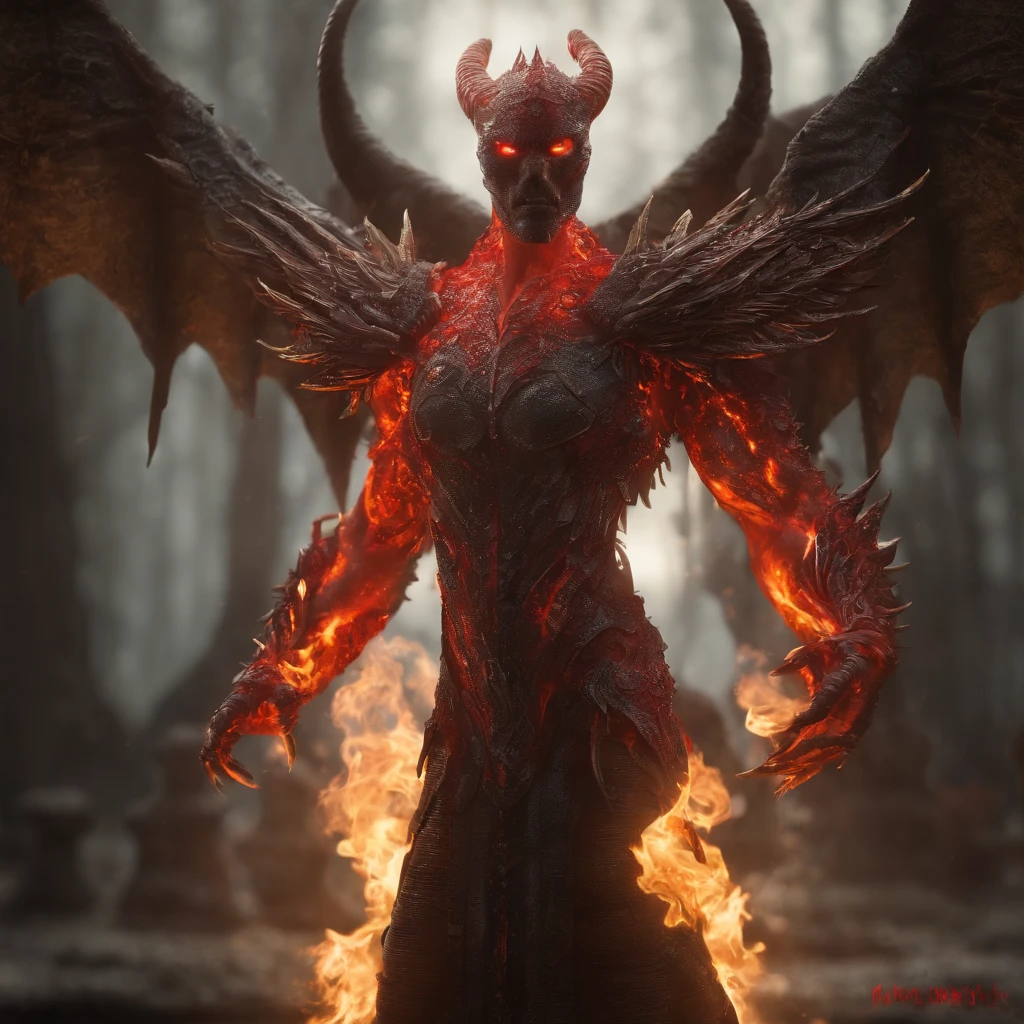 Jin Tianlong,piercing red eyes,Close-up of blood fire released from the nose,Chest scales,high high quality,8K,Many details,Fire lettuce,Alas,4 legs,Spotted claws,golds,dangers,fires,dentes pontiagudos,big dragon,immensity,threatening,imponent