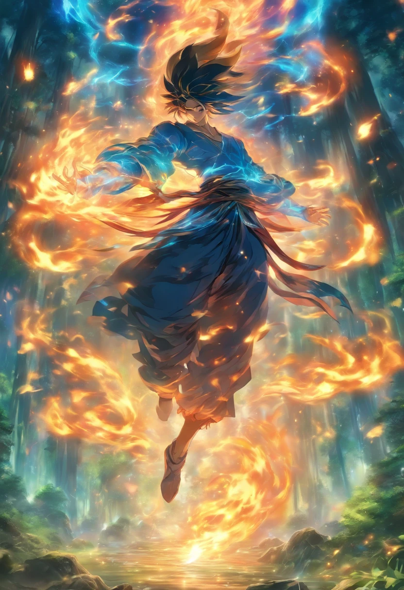 hanuman in the sky, clouds, action pose,expressive essence of brush strokes art, raw energy and emotion of brushwork, in the art style of Raymond Swanland, Parvati