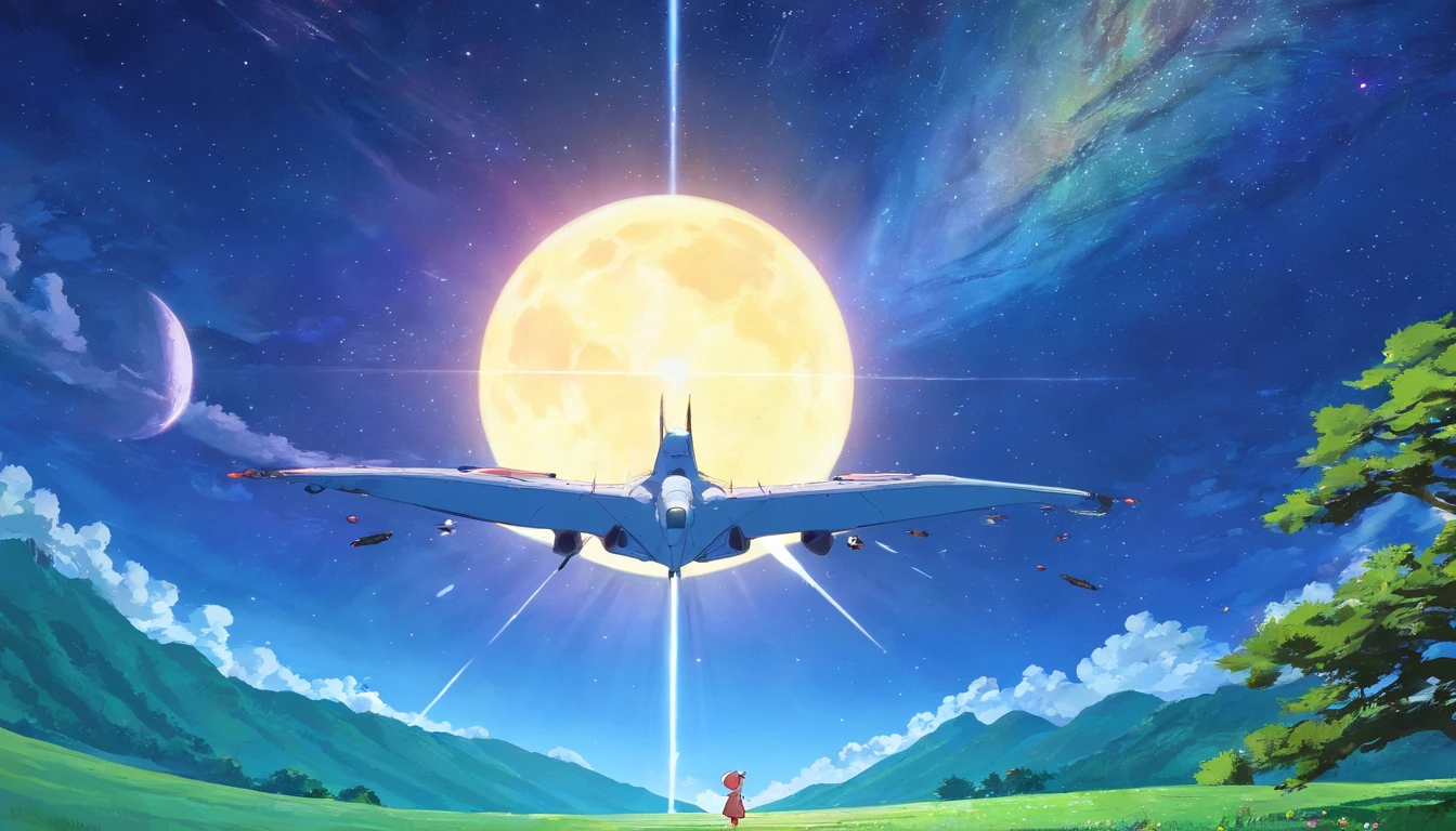 ((masutepiece)),(Best Quality)),Magnificent space image scene,Um ser celestial,Interstellar,Giant Stargate,(((Giant spaceship))),Spaceship,Shining starry sky,8K,super-fine,high quarity