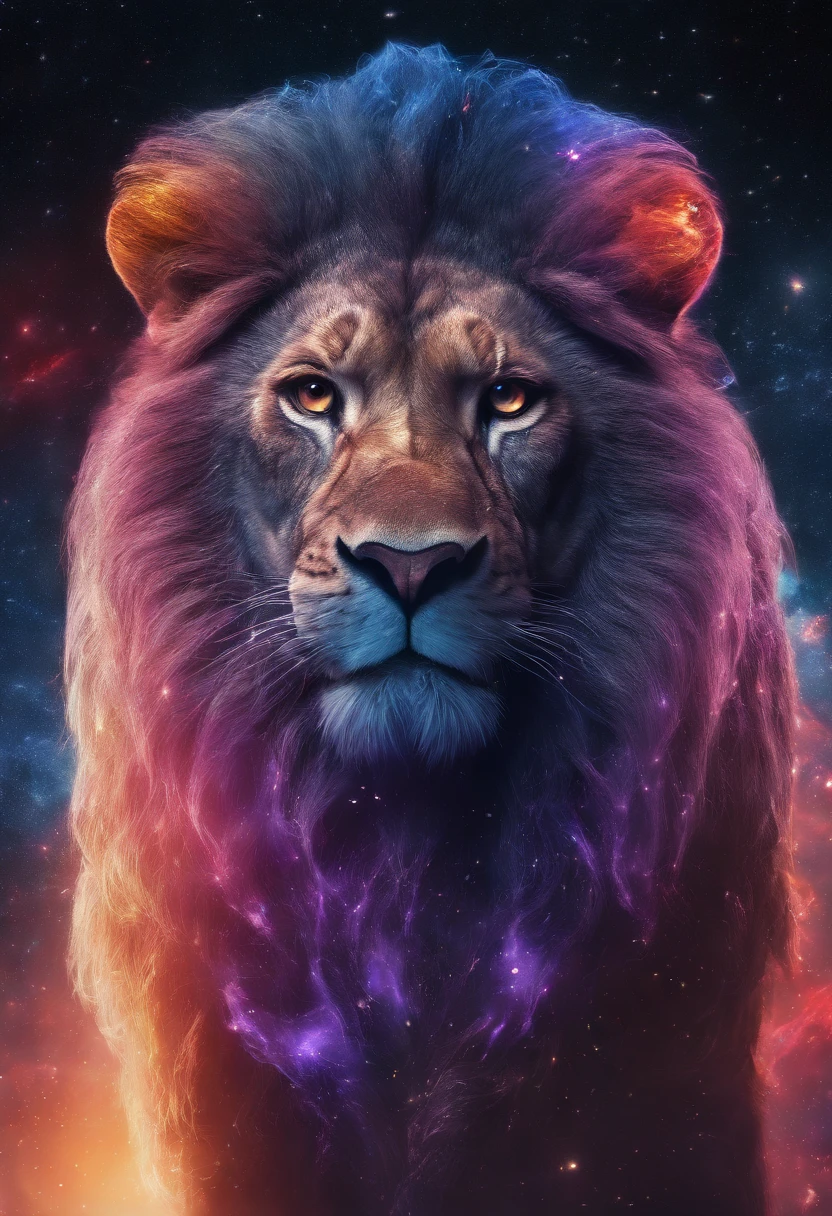 cinematic photo Embroidery of a presumption, evil lion, equirectangular 360, king of the forest, art by Michael Hutter. 35mm photography, Film, Bokeh, professional, 4k, highly detailed