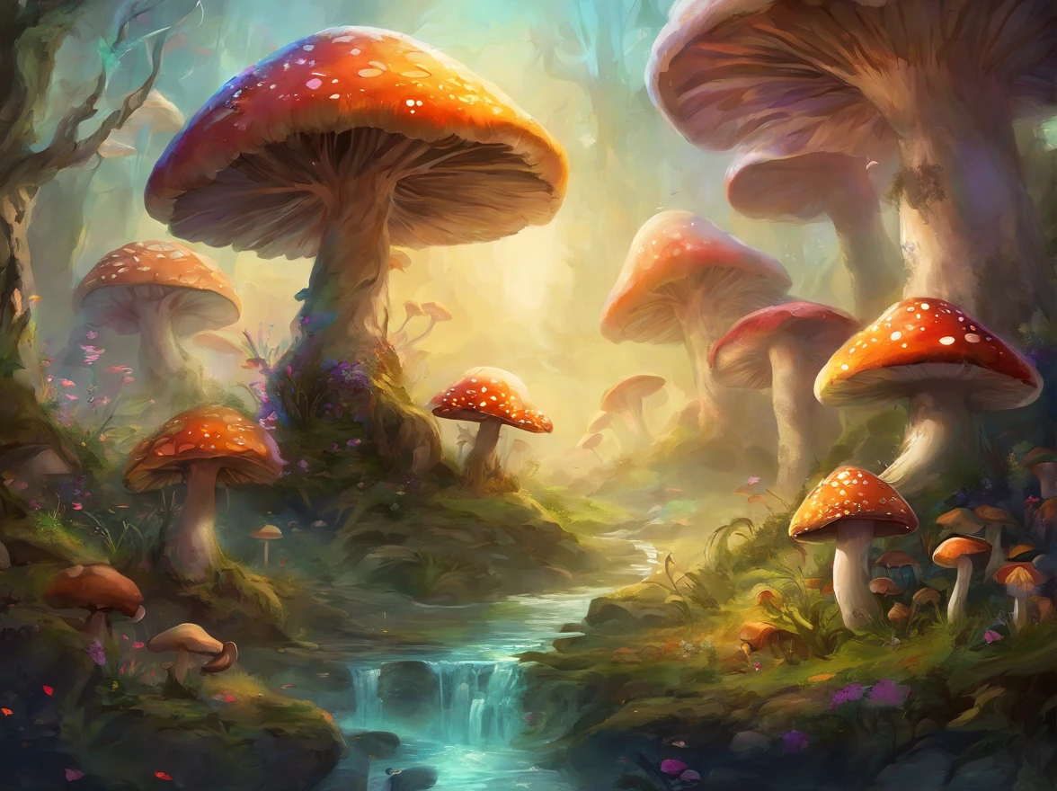 a beautiful nude 20 year old blonde woman with big messy hair, reaching for a glowing mushroom, sitting on a giant glowing mushroom, fantasy art style, cartoon vibrant, cute detailed digital art, colorful digital fantasy art, digital fantasy art ), glossy digital painting, pastel vibrant