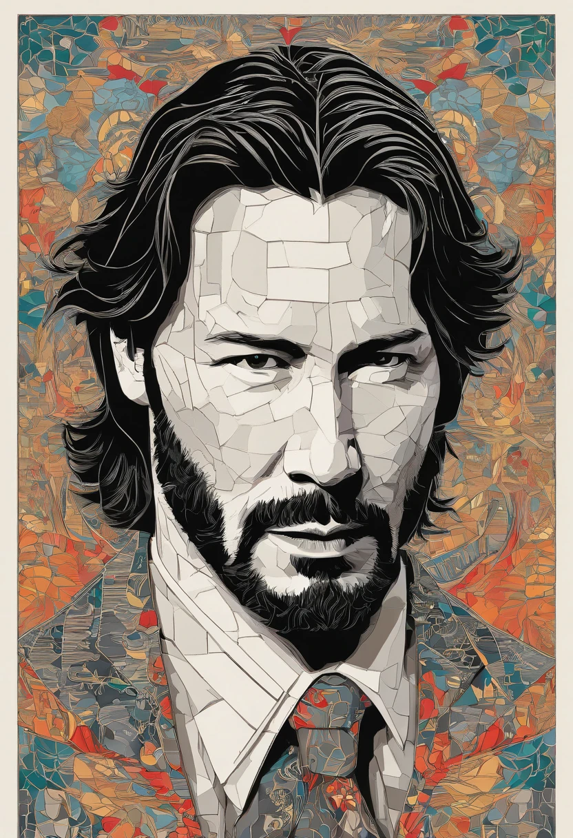 Keanu Reeves，   Abstract art, ,s fractal art,Colorful,
 style-swirlmagic, (Masterpiece, Best quality, High quality, A high resolution, Ultra-detailed),
