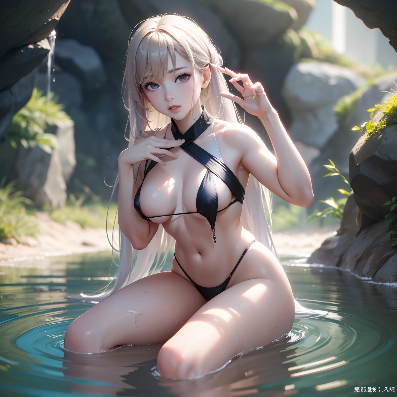 ((top-quality、8K、masterpiece:1.3)), Beautiful expression, (photographrealistic:1.4), Soft lighting, (High detailed skin:1.3), 8K UHD, Digital SLR, hightquality, hight resolution, 4K, 8K, absurderes, Best ratio 4 fingers 1 thumb, (realisitic:1.4), ((Realistic middle chest:1.3)), Highly detailed facial and skin texture, A detailed eye, 二重まぶた, full-body view, 1girl in,
The most beautiful swim in the cave,NSFW,