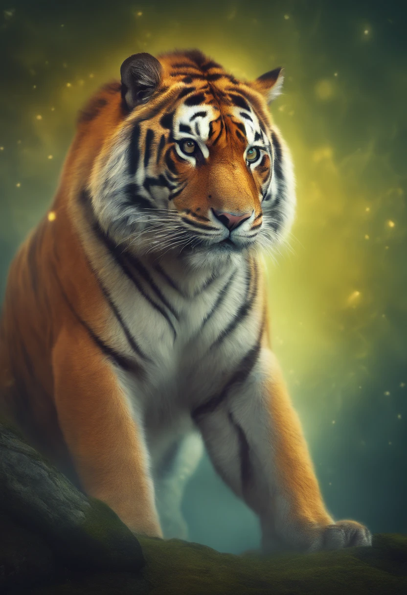 (best quality,4k,highres,masterpiece:1.2),ultra-detailed,(realistic,photorealistic,photo-realistic:1.37),HDR,UHD,studio lighting,ultra-fine painting,sharp focus,physically-based rendering,extreme detail description,professional,vivid colors,bokeh,cinematic,embroidered,evil tiger,fictional animal,equirectangular 360,king of the Planet earth,art by Michael Hutter,35mm photography,film,professional,highly detailed