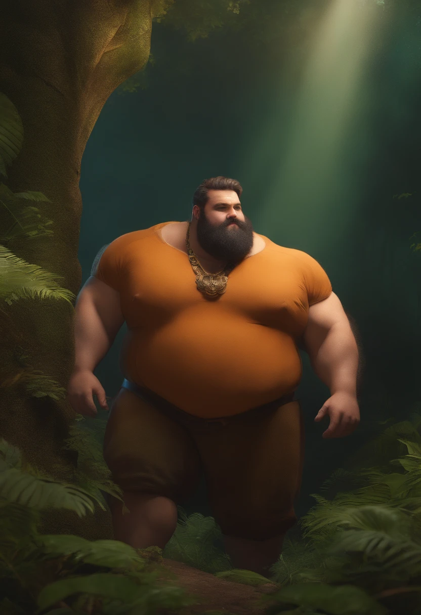 A very fat male giant and a stocky man