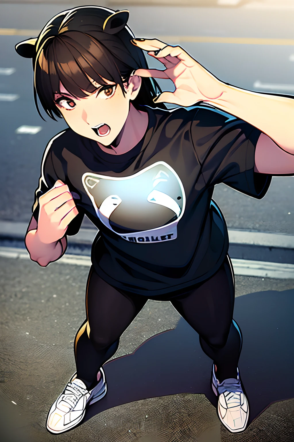 (masterpiece), (best quality), (ultra-detailed), (full body:1.2), Reality, Orca wears T-Shirts, Killer whale wears T-Shirts, Realistic killer whale head, orca, Realistic animal heads, Animal heads, wereorca, SD, character, Wearing training pants, Wearing sneakers, Standing, Street, cute little, Male, HDR, primitive, intrikate, High Quality, intriciate detail, low contrast, Orca in T-Shirts, Killer whales in T-Shirts, SD Modeling, figure, Real killer whale head, Real Orca Head, Realistic Orca Head,