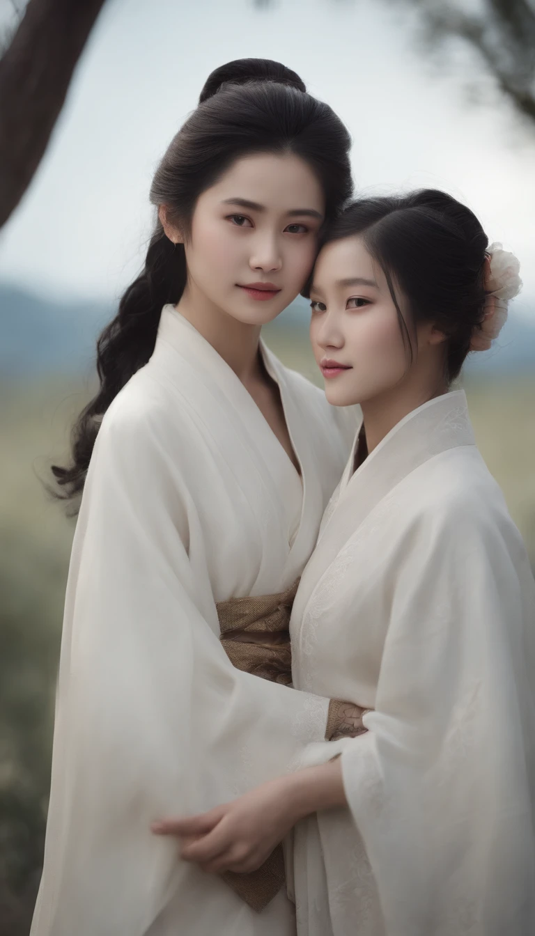 1girll, Moon, hair adornments, full moon, Cloud, sky,Night, Chinese clothes, Solo, Smile, Wide sleeves, Night sky, Long sleeves, flower, hug, hair flower, petals, child, Blush, parted lip, Black hair, Rabbit, Cloudy sky, forehead mark, Black eyes, face markings, updo, Artist name, Animal hugs, Hanfu, hair-bun, , Holding, Outdoors, Short hair, sleeves past wrists