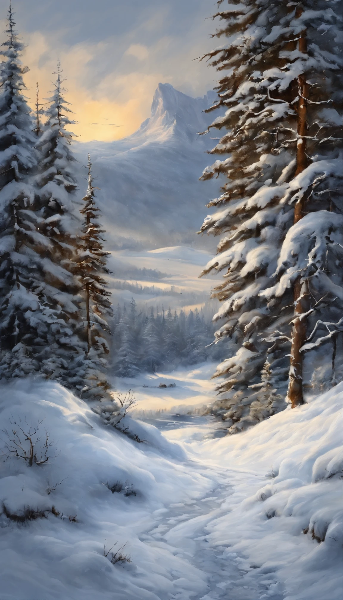 snow landscape,Back shadow,(The girl who left turned her back to the audience:1.1),中景 the scene is,独奏,cabelos preto e longos,Wear a red cotton coat,Black boots,Go into the distance,Heavy snowfall,Roads to distant places,Trees wither in winter,blanketed in a mantle of snow,Winter tones,somber mood,The vista is a mountain,(Snowflakes drift in the endless sky),8k wallpaper,cinema4d,Cinematic lighting effects,light and shadow effect,Tyndall,rendering by octane,White balance,Unreal 5,Extremely detailed picture,light particules,depth of fields,tmasterpiece,realisticlying