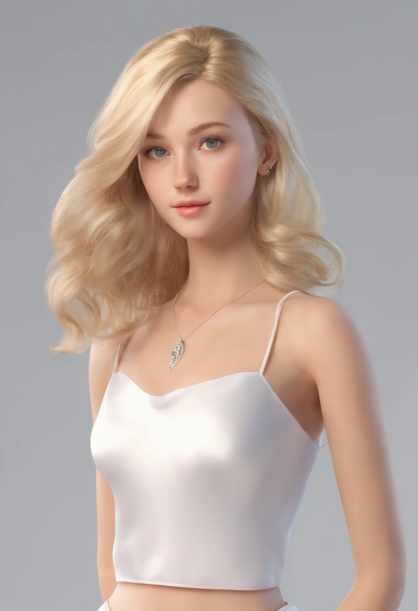 A girl,Wear white silk,blond hairbl