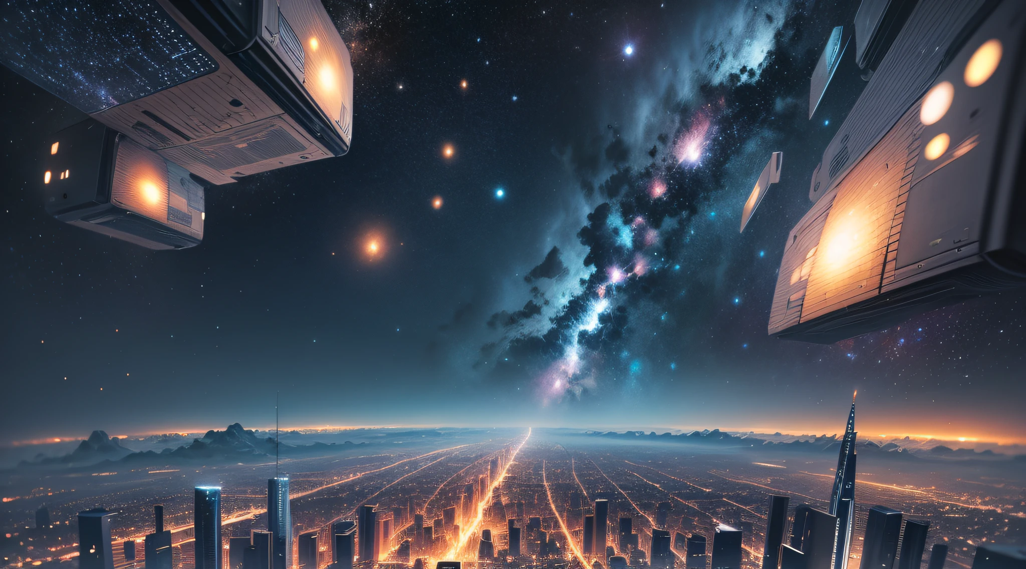 Realism style, space, galaxy, ((8K quality)), ((realism)), futuristic city