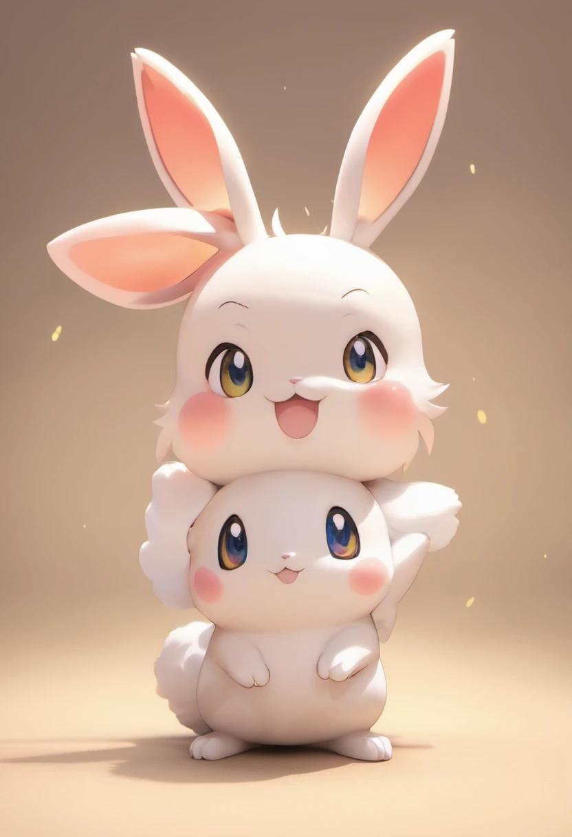 Cute Cute rabbit,popmart blind box,Bright background,3D Art,deep depth of field,Pixar Trend,Hyper realisitc,Ray Thrashing,intricate detailed,Motion Light,Full Body Esbian,Stand on your feet.