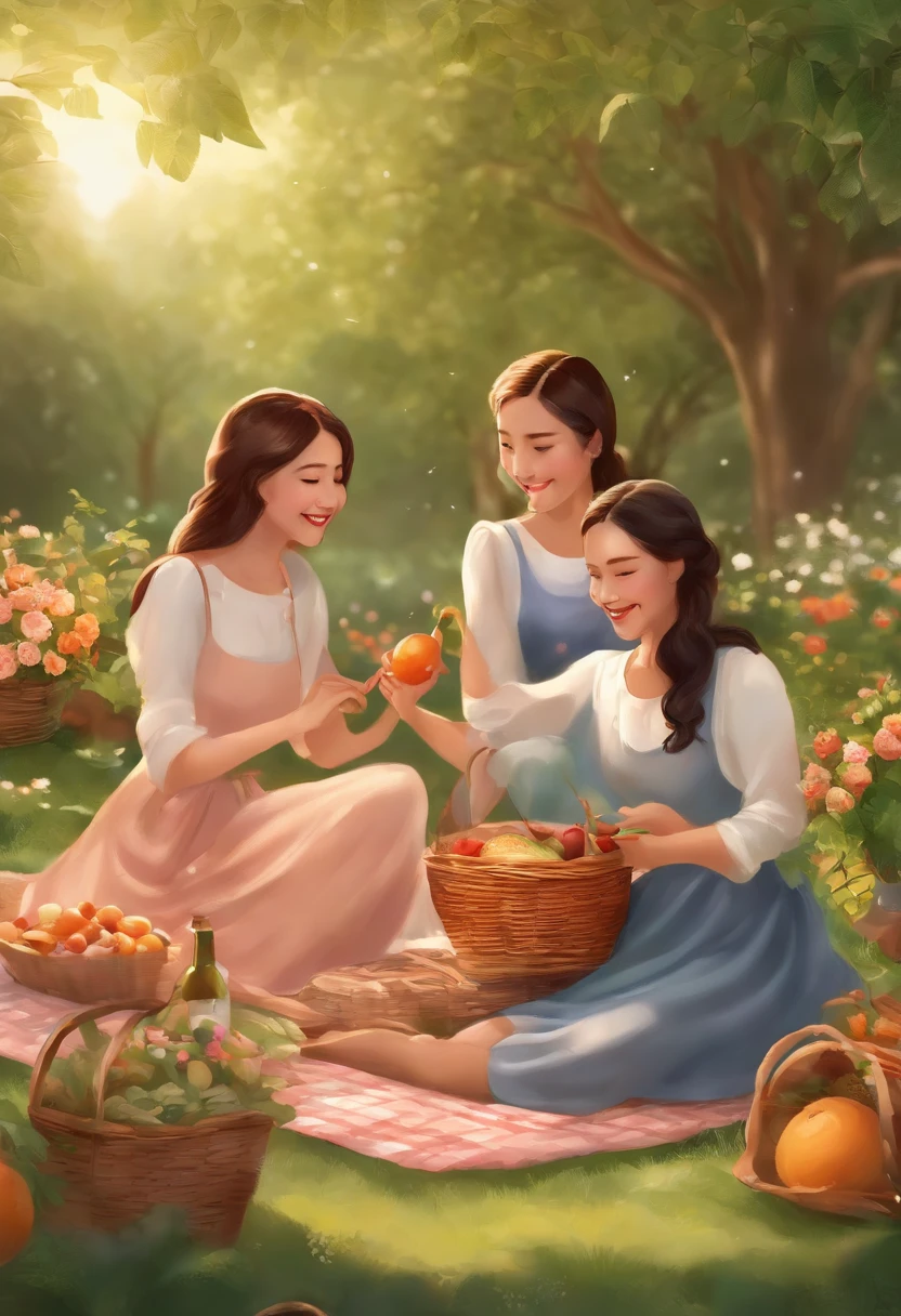 Design a warm and fun scene,Among them, girls are easy to accept and appreciate。Set against the backdrop of a sunny day,Depicting a group of women with strong friendships spending quality time together may attract the interest of girls。
You can draw a group of girls enjoying a picnic in the garden,They sit on the grass surrounded by flowers and plants,Fruit and snacks in hand。They talked happily、laughing heartily,It shows an atmosphere of friendship and joy。You can give each girl her own unique personality and characteristics,Show their tacit understanding and interaction in illustrations。